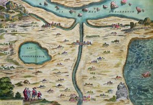 The Carte du Tendre, a map of an imaginary country, from volume II of Clelie written by Mademoiselle de Scudery, engraved by Francois Chauveau (1613-76) 1656