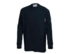 Oberon FR Arc Rated Safety Shirt For Men - Flame Resistant Long Sleeve Cotton T-shirt - 11 Cal - Chest Pocket - Navy
