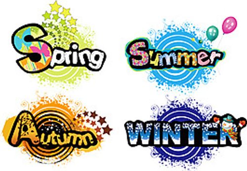 春夏秋冬四季字矢量图