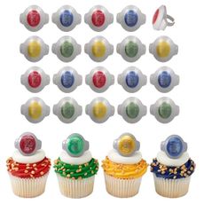 DecoPac Harry Potter™ Rings, 24 Hogwarts™ Houses Cupcake Decorations Featuring Gryffindor, Slytherin, Ravenclaw, and Hufflepuff, Cake Toppers For Birthday, Party, Celebrations - 24 Pack