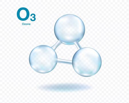 Ozone molecule model set isolated on transparent background. Vector .