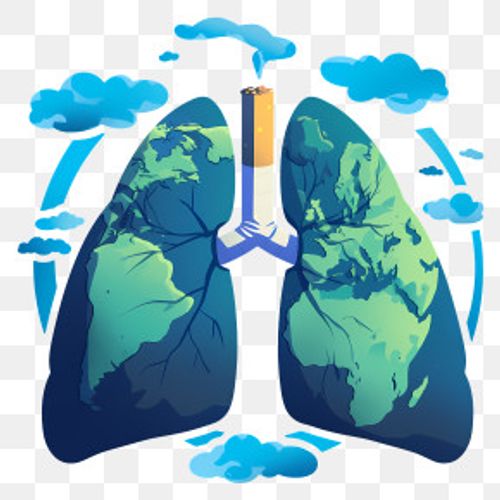 World No Tobacco Day - Earth Lungs With Cigarette Smoke PNG