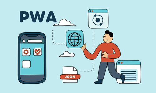 Progressive Web App, PWA, vector illustration
