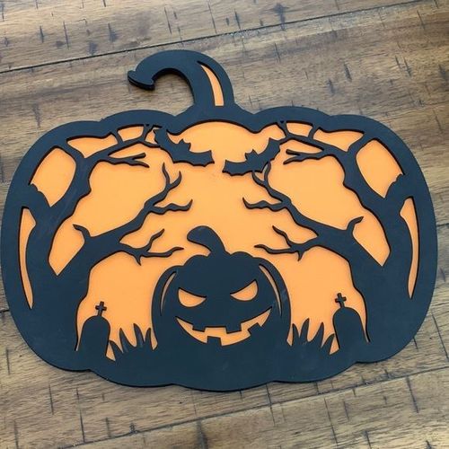 Fall Laser Engraving Ideas, Laser Wood Projects, Halloween Laser Projects, Halloween Laser Cut Ideas, Laser Cut Halloween Decor, Wood Laser Ideas, Halloween Wood Signs, Halloween Graveyard, Scroll Saw