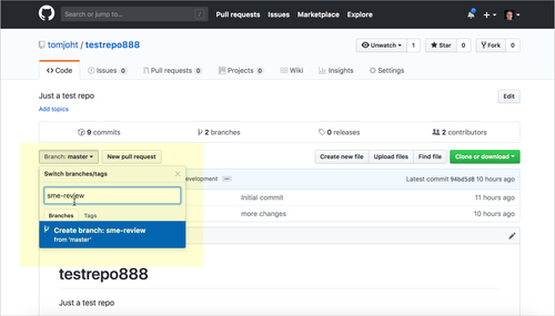 Creating a new branch