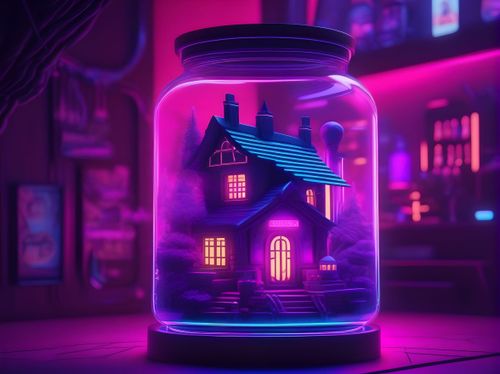 五彩斑斓的NFT艺术，魔法村庄在罐子里