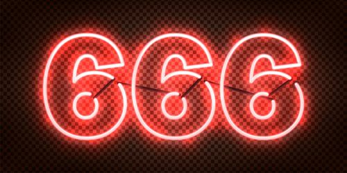 Vector neon number 666 isolated on the transparent background.