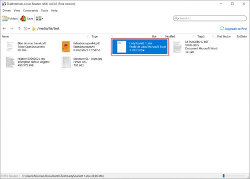 Sélectionner un fichier à copier/sauvegarder sur Linux Reader