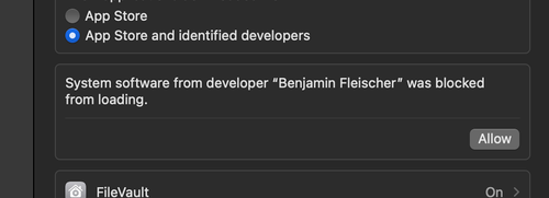Allow system extension in system preferences settings macOS
