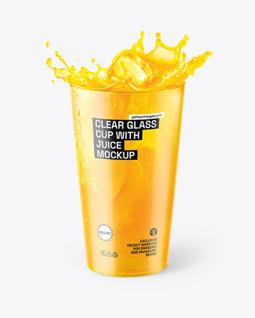 Clear Glass Cup with Orange Juice Mockup - Clear plastic cup mockup