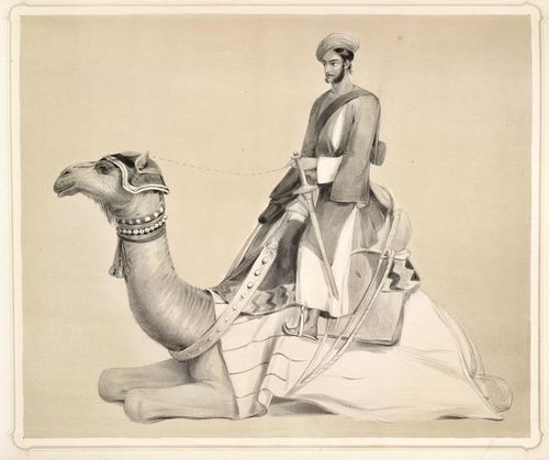 Courier in white pajamas, India, 1844.