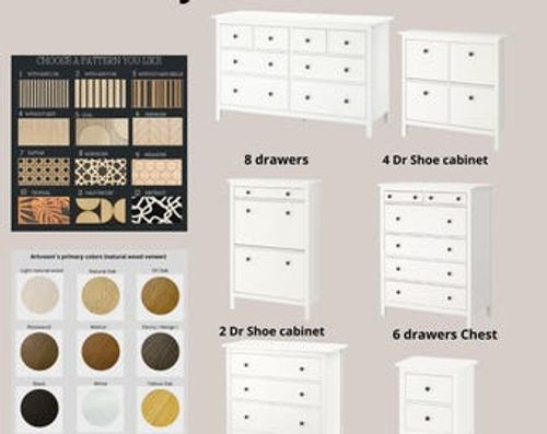 Ikea hemnes overlays, Furniture drawer overlay, slat panel, set of decorative wooden overlas, hemnes dresser, wooden furniture appliques