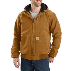 Carhartt Men's Full Swing Loose Fit Washed Duck Fleece-Lined Active Jacket-Carhartt Brown-2X-Large