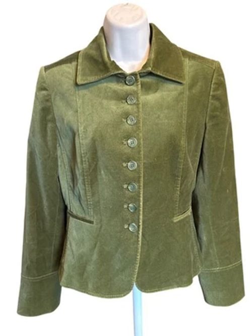 Isabella DeMarco Olive Green Velvet Blazer Button-Up Fitted Jacket Sz 8 Holiday - Image 1 of 4