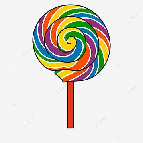 a colorful lollipop on a stick with swirls, candy, cartoon, illustration png and psd