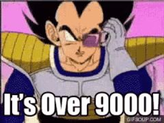 a cartoon character with the words it 's over 9000
