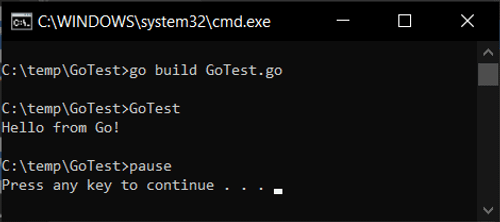 Creating, Building, and Running a Simple Program in the Go Language