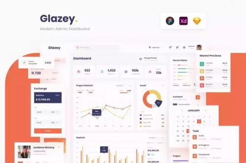 View Information about Glazey Modern Figma Admin Dashboard Template