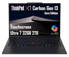 Lenovo ThinkPad X1 Carbon Gen 13 Aura Edition AI PC Laptop (14" FHD+ Touchscreen, Intel Core Ultra 7 255U, 32GB 8400MT/s RAM, 2TB SSD, (>i7-1355U)), Thunderbolt 4, Backlit, FP, IR Webcam, Win 11 Pro