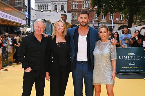 Craig Hemsworth, Leonie Hemsworth, Chris Hemsworth and Elsa Pataky attend the Disney+ World Premiere of National Geographic's 'Limitless: Live Better...