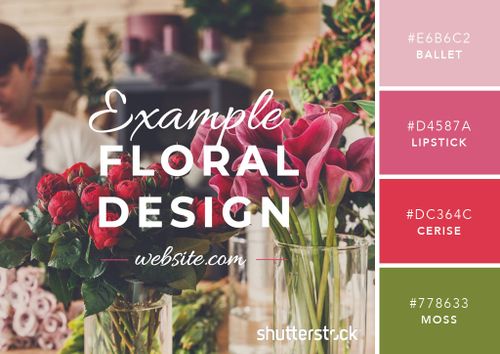 Florist marketing design with text overlay and male florist cutting flowers in garden shop