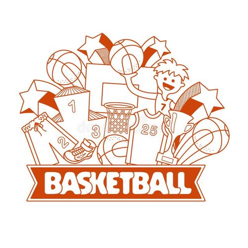 Basketball collage in doodle style. Vector illustration isolated on a white background for sports design. Basketball doodles vectors