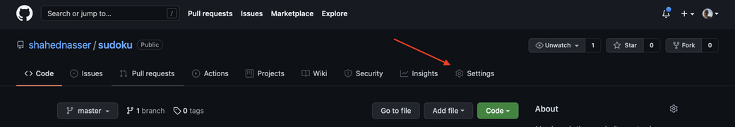 GitHub repository settings