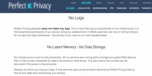 perfect privacy logging policy
