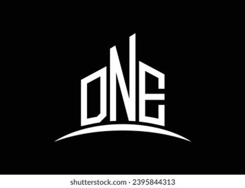 Letter DNE building vector monogram logo design template. Building Shape DNE logo. Stock Vector