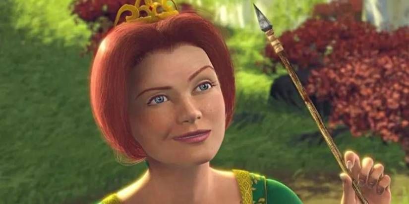 Princess Fiona in human form smirking smugly while holding an arrow in Shrek
