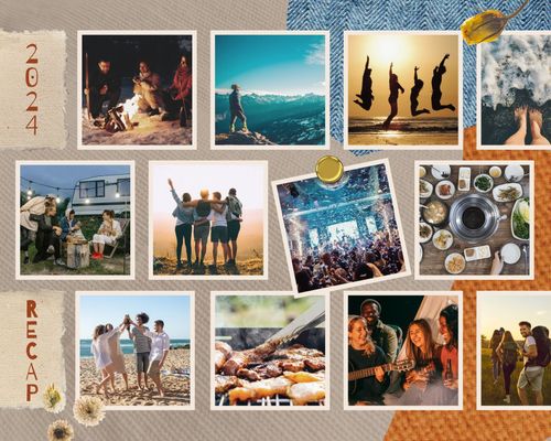 Beige Minimalist Sweet 2022 Recap Memories Scrapbook Photo Collage