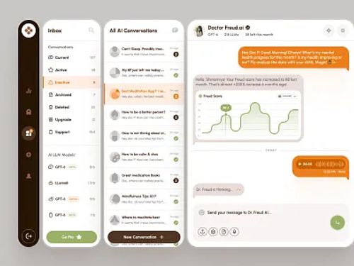 Freud UI Kit: AI Mental Health App 🧠 | AI Therapy Companion UI ai chatbot ai companion app ai therapy chatbot chat ui dashboard dashboard app dashboard ui green health ui healthcare meditation mental health mental health app mental health ui mindfulness mindfulness app minimal orange ui ui kit