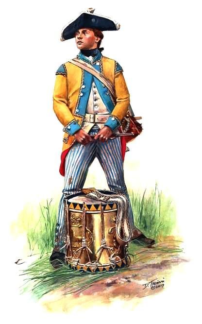 a painting of a man in uniform standing next to a drum
