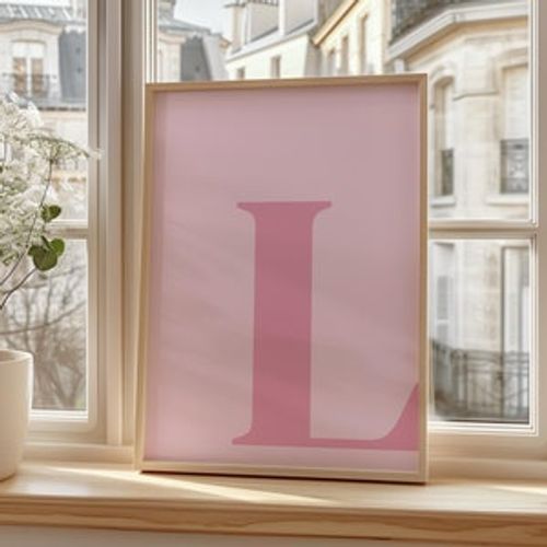 Letter L Poster, L Initial, Big Letters for Wall, Alphabet letter Art, Letters for Nursery, Pink Wall Art, Capital Letters, Pastel Poster