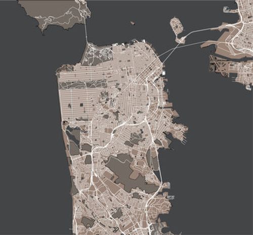 map of the city of San Francisco, USA
