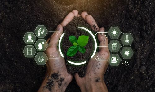 Young farmer with smart planting technology