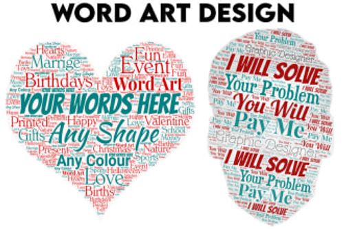 do any shape of word art, word cloud, typography design