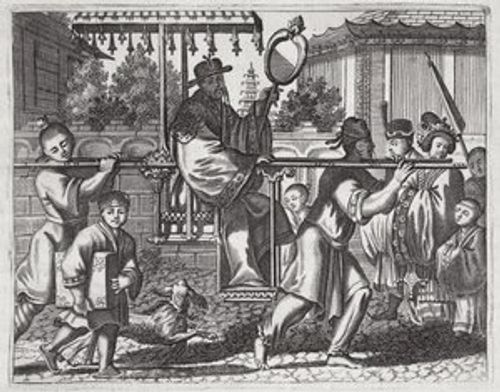A Mandarin in a Sedan Chair, illustration from a description of Embassies to China, 1690