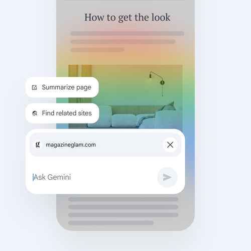 A prompt box for Gemini in Chrome for mobile devices.