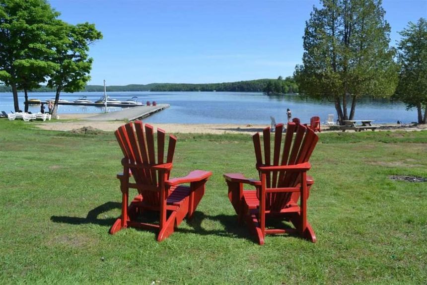 hidden valley resort in northern ontario with muskoka chairs