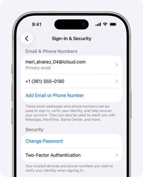 In Apple Account settings, find the email addresses and phone numbers that you can use to sign in to your Apple Account