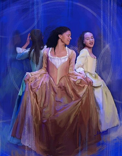 The Schuyler Sisters The Schuyler Sisters, Hamilton Outfits, Hamilton Wallpaper, Schuyler Sisters, Trio Halloween Costumes, 18th Century Clothing, Hamilton Musical, Alexander Hamilton, And Peggy