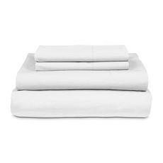MyPillow Percale Bed Sheets – 100% Cotton, 270 Thread Count, King, Deep Pocket, Cool & Crisp Feel, Durable, Breathable Sheet Set with Pillowcases –King, Snowy White