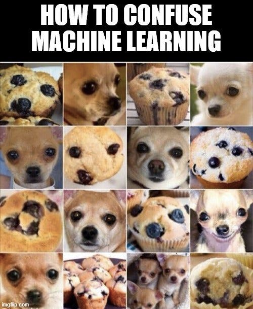 machine learning ai meme - confuse dog and chocolate chip muffin