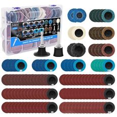 136 PCS 2 Inch Die Grinder Sanding Discs Bits Accessories, Quick Change Disc with 1/4 Roll Lock for Milwaukee Dewalt Right Angle Die Grinder M12, Drill Sanding Attachment Surface Conditioning Tool