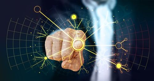 卷筒纸, 网络, 技术, 开发人员, 触摸, 手指, 人工智能, 思考, 操舵