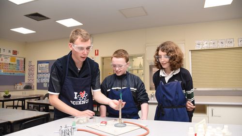 Education students conducting a hands-on experiment