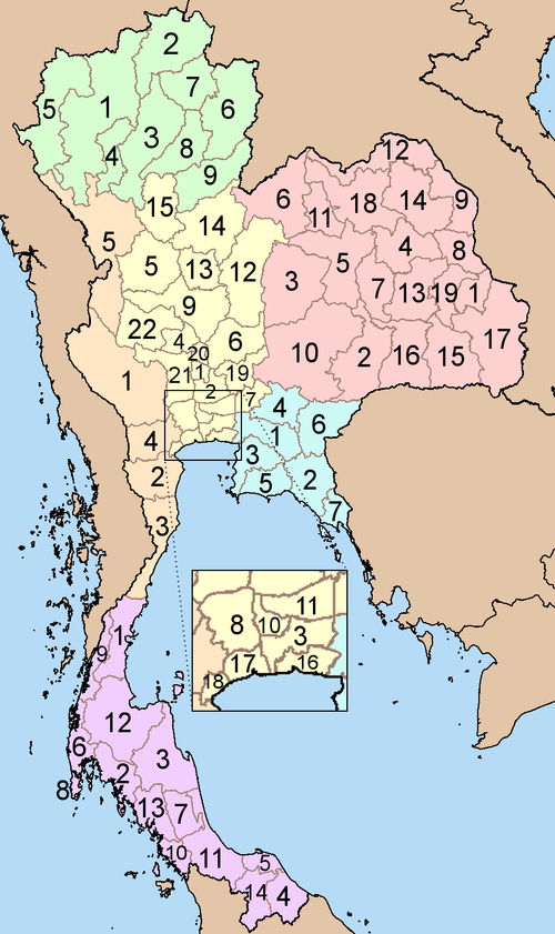 thailand provinces six regions