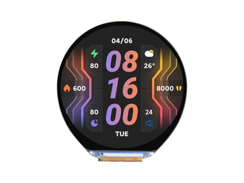 ESP32-S3R8 1.46英寸 412×412分辨率 圆形触摸液晶 内置陀螺仪姿态传感器 带麦克风和喇叭 小智AI语音