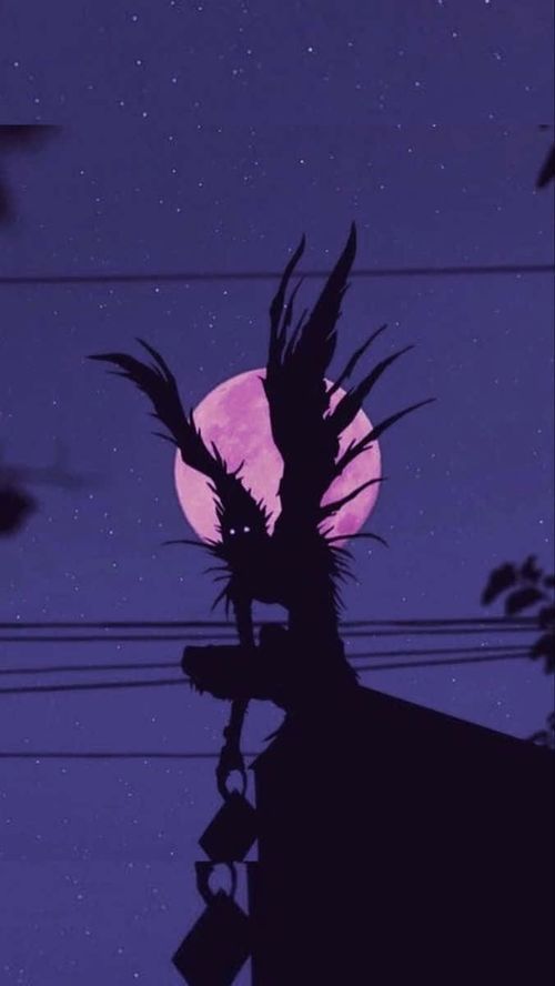 Dark Purple Night Silhouette Anime Wallpaper
